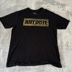 Nike Black Tee with Gold Just Do It Print